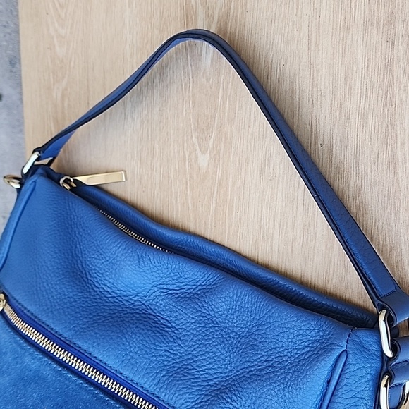 KATE SPADE blue Pebble Leather Suede Snakeskin detail top handle satchel bag - Picture 11 of 14